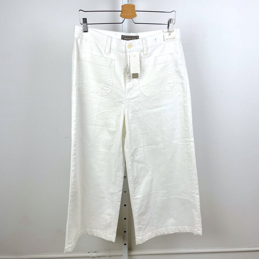 NWT Point Sur J.Crew Wide Leg Crop Jeans White J1896 Size 31